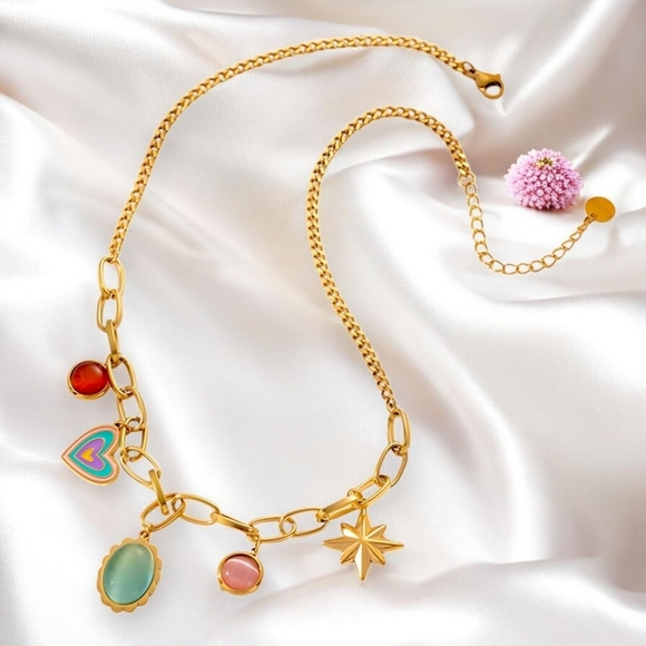 🆕️18K Gold Plated Stainless Steel Spring Charm Necklace - Boho Chic & Trendy ✨ - Picture 9 of 14